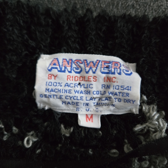 Answers By Riddles Fringe Boho Shaggy Colorblock Geometric Pullover Sweater Sz M - Picture 6 of 10